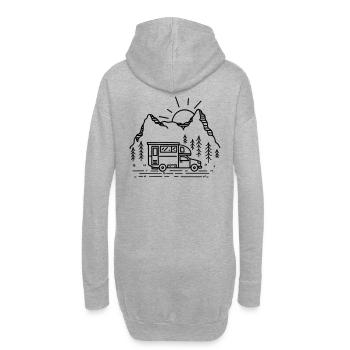 Camper Camping Nature Aventure Symbole Image Icône - Sweat-shirt à capuche long Femme - gris chiné - Dos
