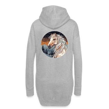 Pferd im Winter - Hoodie-Kleid - Grau meliert - Hinten
