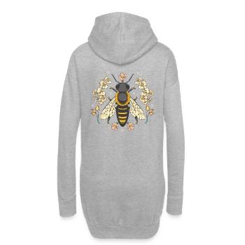 Biene Bienen Insekt Insekten Kinder Kind Blumen - Hoodie-Kleid - Grau meliert - Hinten