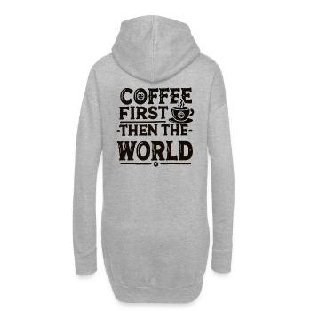 Coffee First Spruch Kaffee Lustig Geschenk - Hoodie-Kleid - Grau meliert - Hinten