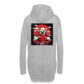Samurai Dog Guardian - Hoodie Dress - heather grey - Back