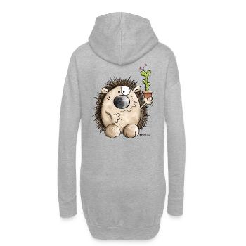 Igel mit Kaktus - Hoodie-Kleid - Grau meliert - Hinten