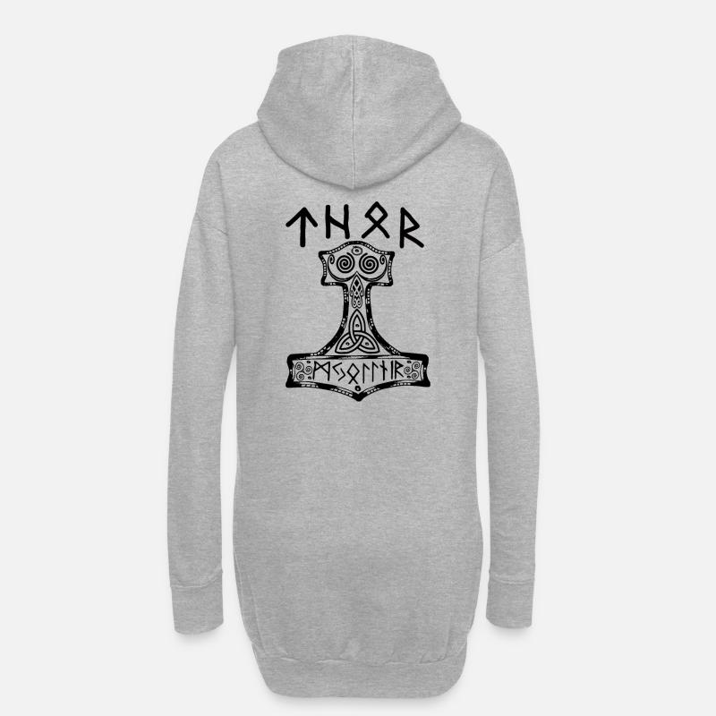 thor runen - Hoodie-Kleid - Grau meliert