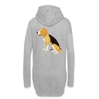 Schwarzer gelber Hund Beagle Haustier Tier Säugetier Fell - Hoodie-Kleid - Grau meliert - Hinten