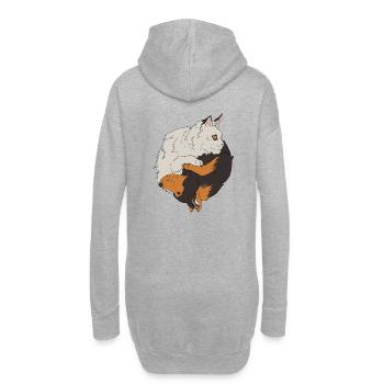 Hund Katze Ying Yang - Hoodie-Kleid - Grau meliert - Hinten