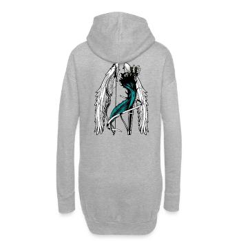 Fantasy Federn Bogen Schütze Pfeil Flügel Krieger - Hoodie-Kleid - Grau meliert - Hinten