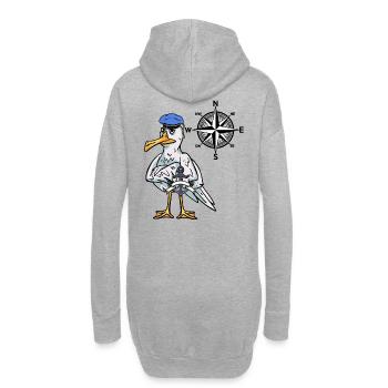 Marin maritime mouette boussole windrose nautique - Sweat-shirt à capuche long Femme - gris chiné - Dos