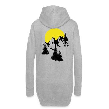 Gebirge Mond Gipfel Fichten Nadelbaum Tannen Natur - Hoodie-Kleid - Grau meliert - Hinten