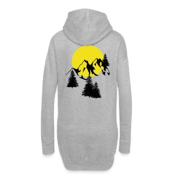 Gebirge Mond Gipfel Fichten Nadelbaum Tannen Natur - Hoodie-Kleid - Grau meliert - Hinten