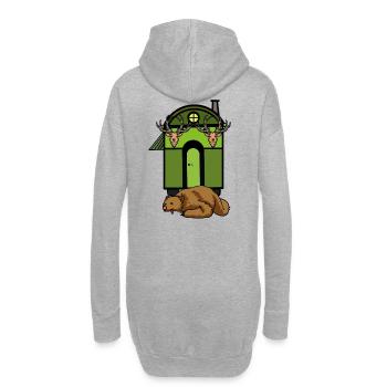 Bauwagen Hütte Wald Braunbär Jäger Jagt Wildtiere - Hoodie-Kleid - Grau meliert - Hinten