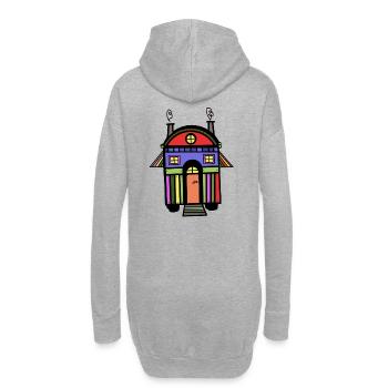 Construction roulotte colorée maison hippie colorée vivant éco - Sweat-shirt à capuche long Femme - gris chiné - Dos