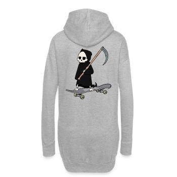 Skateboard sportlicher Sensenmann Tod Sense Horror - Hoodie-Kleid - Grau meliert - Hinten
