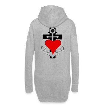 Maritim Seemann Anker Kreuz Herz Schifffahrt - Hoodie-Kleid - Grau meliert - Hinten