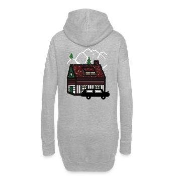 Winter Urlaub Gebirge Haus Auto Schnee Weihnachten - Hoodie-Kleid - Grau meliert - Hinten