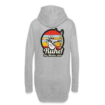 Ruhe! Der Meister zielt! Bogenschießen Bogensport - Hoodie-Kleid - Grau meliert - Hinten