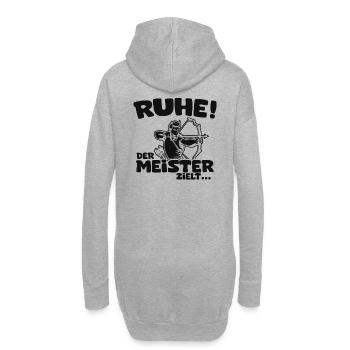 Ruhe! Der Meister zielt! Bogenschießen Bogensport - Hoodie-Kleid - Grau meliert - Hinten