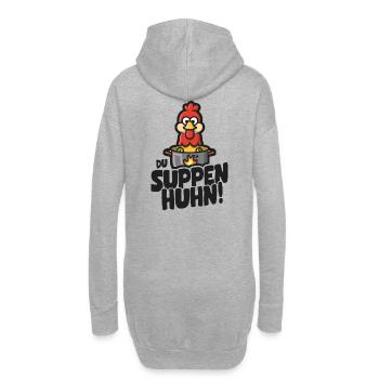 Suppen Huhn Suppenhuhn Gockel Eintopf Geschenk - Hoodie-Kleid - Grau meliert - Hinten