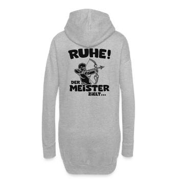 Ruhe! Der Meister zielt! Bogenschießen Bogensport - Hoodie-Kleid - Grau meliert - Hinten