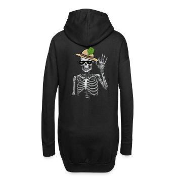 Skelett Gärtner Spinat Gärtnern Mime Vegetarier - Hoodie-Kleid - Schwarz - Hinten