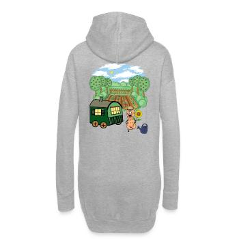 Bauwagen Garten Gärtner Erdnuss Gemüse Blumen - Hoodie-Kleid - Grau meliert - Hinten