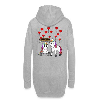 Licornes chagrin d’amour rupture Saint-Valentin - Sweat-shirt à capuche long Femme - gris chiné - Dos