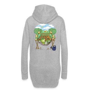 Frosch Gärtner Gartenarbeit Entspannung - Hoodie-Kleid - Grau meliert - Hinten