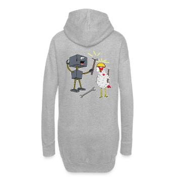 Handwerker Robotter Huhn Werkzeug Maschine Technik - Hoodie-Kleid - Grau meliert - Hinten