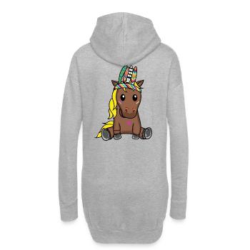 Hippie Pferd Pferde Gaul Schamane Kind Kinder - Hoodie-Kleid - Grau meliert - Hinten