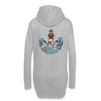 Möwen Boot Schifffahrt Leuchtturm Wellen Meer - Hoodie-Kleid - Grau meliert - Hinten