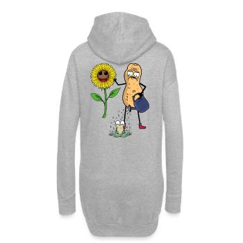 Hobbygärtner Garten Frosch Sonnenblume Blume - Hoodie-Kleid - Grau meliert - Hinten