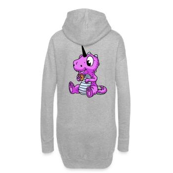 Einhorn Drache Dino Fantasy Fabeltiere Kinder - Hoodie-Kleid - Grau meliert - Hinten