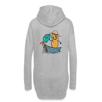 Erdnuss Angler Fisch Fischer Fische angeln Boot - Hoodie-Kleid - Grau meliert - Hinten