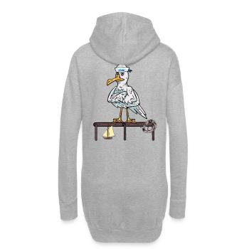 maritime, mouettes, mouettes, marins, voilier, ahoy - Sweat-shirt à capuche long Femme - gris chiné - Dos