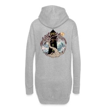 mystisch maritim Leuchttürme Leuchtturm Mond Baum - Hoodie-Kleid - Grau meliert - Hinten