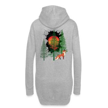 Habitants de la forêt Renard Renards Coucher de soleil Conte de fées - Sweat-shirt à capuche long Femme - gris chiné - Dos