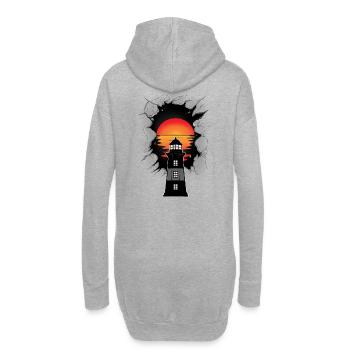 Phare phares coucher de soleil maritime - Sweat-shirt à capuche long Femme - gris chiné - Dos