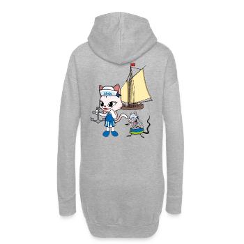 maritim Katze Ratte Seemänner Moin Kinder - Hoodie-Kleid - Grau meliert - Hinten
