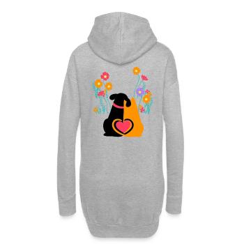 chien, chat, jardin, amour, nature, amoureux de la nature - Sweat-shirt à capuche long Femme - gris chiné - Dos