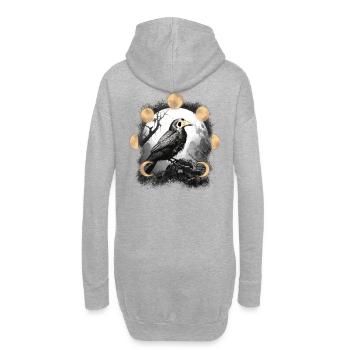 Corbeau Halloween Médiéval Peste Lune Phase Corbeau - Sweat-shirt à capuche long Femme - gris chiné - Dos