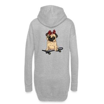 Pug Skater Skating Skateboard Enfants Enfant Bébé - Sweat-shirt à capuche long Femme - gris chiné - Dos
