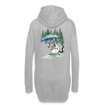 Wandern Maus Regenschirm Wanderung Wald Natur - Hoodie-Kleid - Grau meliert - Hinten