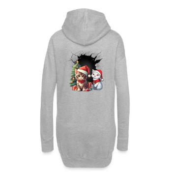 Weihnachtsmann Nikolaus Katzen Katze Kätzchen Kind - Hoodie-Kleid - Grau meliert - Hinten