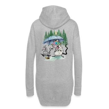 Freizeit Maus Mäuse Ratte Ratten Fanilie Skater - Hoodie-Kleid - Grau meliert - Hinten