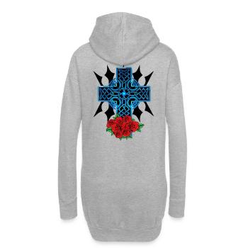 Halloween Croix Croix Crucifix Roses Mort Au-delà - Sweat-shirt à capuche long Femme - gris chiné - Dos