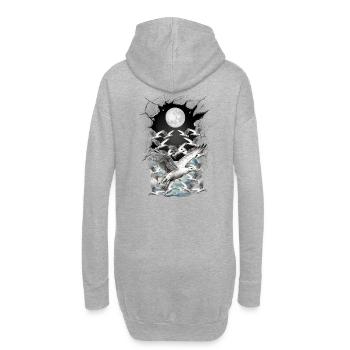 maritime, mouette, mouettes - Sweat-shirt à capuche long Femme - gris chiné - Dos