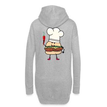 Chilli Koch Köche Köchin Burger Küche kochen - Hoodie-Kleid - Grau meliert - Hinten