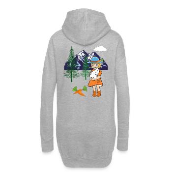 Joyeuses Pâques Fille Lapin Lapin Navets Montagnes - Sweat-shirt à capuche long Femme - gris chiné - Dos
