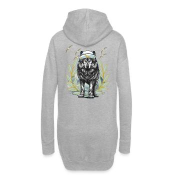 Maritim Hund Hunde Husky Wolf Moin - Hoodie-Kleid - Grau meliert - Hinten