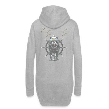 maritime, barreur, volant, chien, loup, mystique - Sweat-shirt à capuche long Femme - gris chiné - Dos
