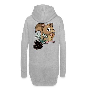 Forest Animals Spring Squirrel Snowdrops - Hoodie Dress - heather grey - Back